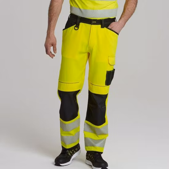 Calça de carga de segurança reflexiva de dois tons Hi Vis Terno de trabalho Roupas de segurança industrial Calças de trilha reflexivas