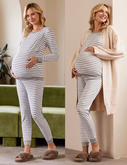 Conjunto de pijamas de enfermagem para maternidade Conjunto de pijama para maternidade para uso doméstico